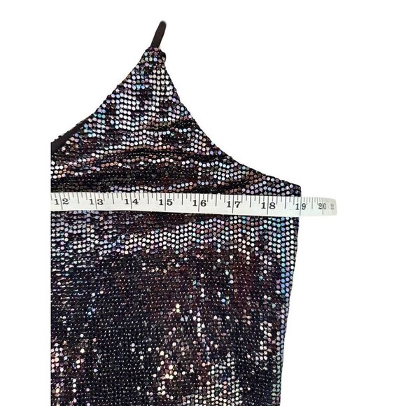Bar III Sequin Mini Slip Dress Size M Black Metallic Dance‎ - Picture 10 of 15